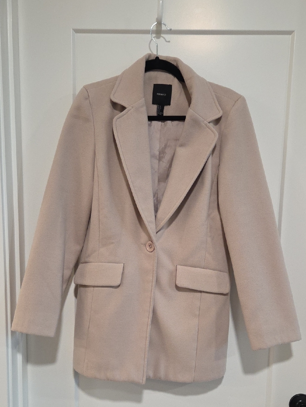 Forever 21 Cream Single-Button Pea Coat